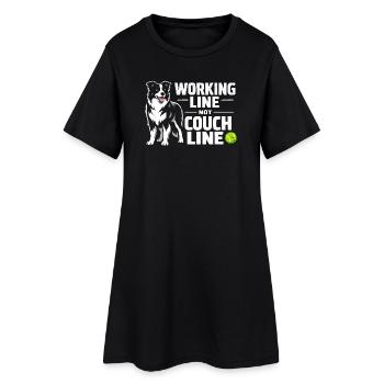 Arbeitslinie statt Sofa | Border Collie - Frauen T-Shirt-Kleid - Schwarz - Vorne