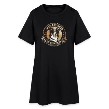 Tâche accomplie | Insigne de Border Collie - Robe T-shirt Femme - noir - Devant