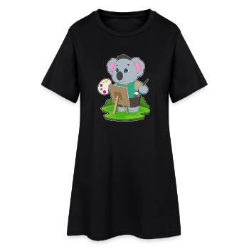Koala Maler Pinsel Malen - Frauen T-Shirt-Kleid - Schwarz - Vorne