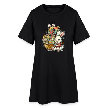 Lapin de Pâques avec œuf de Pâques coloré 67 - Robe T-shirt Femme - noir - Devant