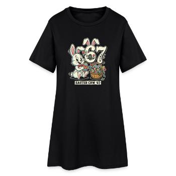 Osterhase 67 Vintage-Design - Frauen T-Shirt-Kleid - Schwarz - Vorne