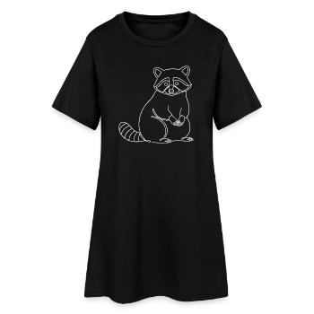 Ligne minimaliste Cute Raccoon Silhouette - Robe T-shirt Femme - noir - Devant