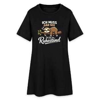 Ich Muss Gar Nix Ruhestand Faultier Geschenk - Frauen T-Shirt-Kleid - Schwarz - Vorne