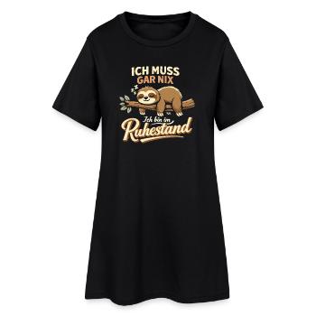 Rentner Faultier Ich Muss Gar Nix Ruhestand - Frauen T-Shirt-Kleid - Schwarz - Vorne