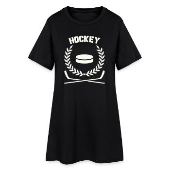 Hockey Emblem mit Scheibe und Lorbeer - Frauen T-Shirt-Kleid - Schwarz - Vorne