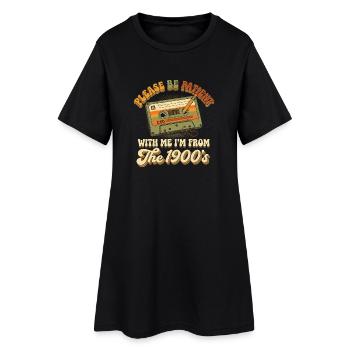 Patience avec moi, cassette 1900 - Robe T-shirt Femme - noir - Devant
