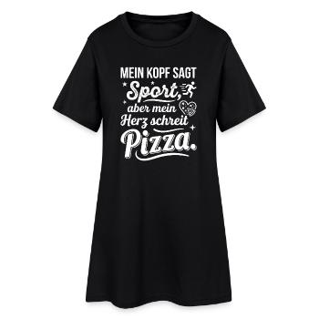 Sport oder Pizza lustiger Spruch - Frauen T-Shirt-Kleid - Schwarz - Vorne