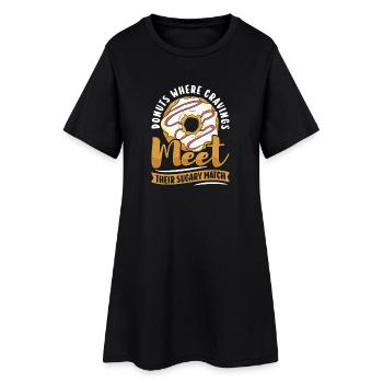 Restauration rapide en donuts - Robe T-shirt Femme - noir - Devant