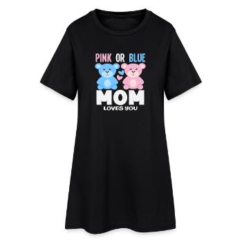 Pink Oder Blau Mama Liebt Dich - Frauen T-Shirt-Kleid - Schwarz - Vorne