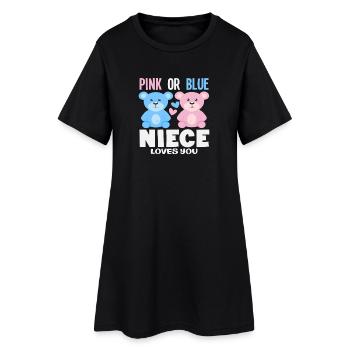 Pink Oder Blau Nichte Liebt Dich - Frauen T-Shirt-Kleid - Schwarz - Vorne