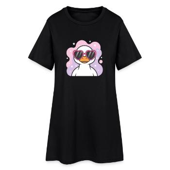 Les lunettes en forme de cœur se baissent dans des vagues pastel - Robe T-shirt Femme - noir - Devant