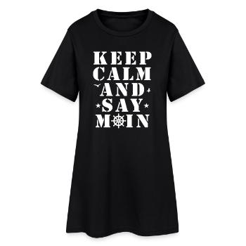 Drôle de la côte de mer, expression : Reste calme et dis Moin - Robe T-shirt Femme - noir - Devant