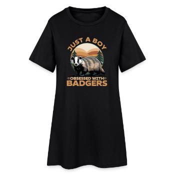 Funny Animal Badger - Frauen T-Shirt-Kleid - Schwarz - Vorne
