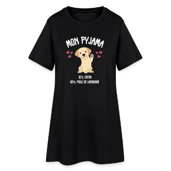 Pyjama Chien Labrador Humour  - Robe T-shirt Femme - noir - Devant