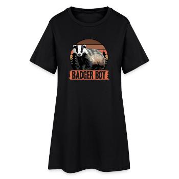Funny Animal Badger - Frauen T-Shirt-Kleid - Schwarz - Vorne