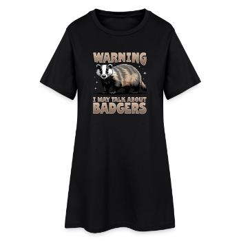 Funny Animal Badger - Frauen T-Shirt-Kleid - Schwarz - Vorne