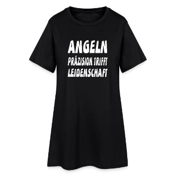 Angeln - Frauen T-Shirt-Kleid - Schwarz - Vorne