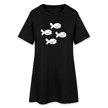 Quatre petits poissons amicaux - Robe T-shirt Femme - noir - Devant