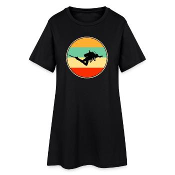 Silhouette rétro de plongeur Vintage Sunset - Robe T-shirt Femme - noir - Devant