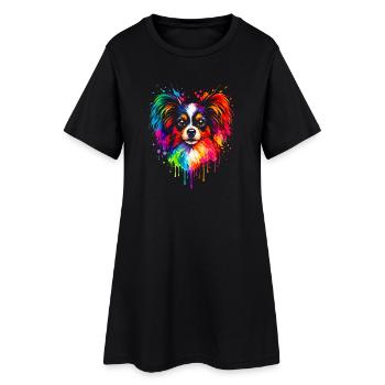 Papillon | Pop Art miniature avec un épagneul. - Robe T-shirt Femme - noir - Devant