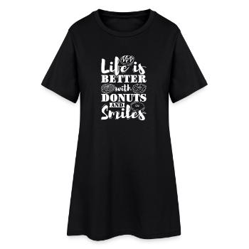 Restauration rapide en donuts - Robe T-shirt Femme - noir - Devant