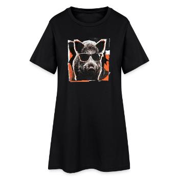 Cool Wild Boar Sunglasses Vintage - Women’s T-Shirt Dress - black - Front