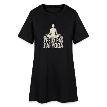  J'PEUX PAS J'AI YOGA Französischer Spruch Yoga - Frauen T-Shirt-Kleid - Schwarz - Vorne