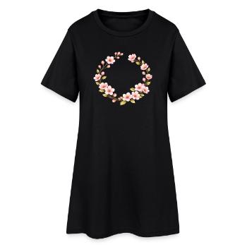 Spring Motif Cherry Blossom Frame - Women’s T-Shirt Dress - black - Front