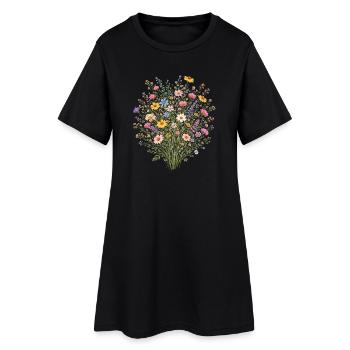 Jardin de fleurs sauvages vintage Flower Women - Robe T-shirt Femme - noir - Devant