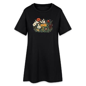 Jardin de fleurs sauvages vintage Flower Women - Robe T-shirt Femme - noir - Devant