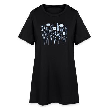 Jardin de fleurs sauvages vintage Flower Women - Robe T-shirt Femme - noir - Devant