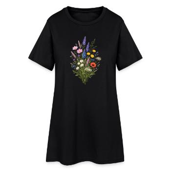 Jardin de fleurs sauvages vintage Flower Women - Robe T-shirt Femme - noir - Devant