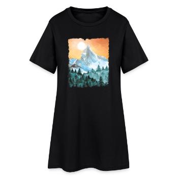 Wandern Berge Wanderung Vintage - Frauen T-Shirt-Kleid - Schwarz - Vorne