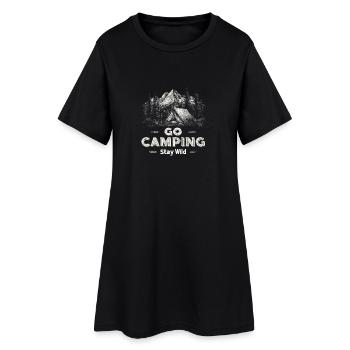 Aventure de camping : Dire : Allez camper, restez en liberté, campez - Robe T-shirt Femme - noir - Devant