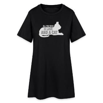 All You Need Is Love And A Cat Lustig Katze Spruch - Frauen T-Shirt-Kleid - Schwarz - Vorne