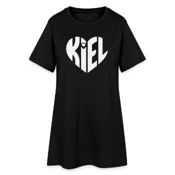 Kiel Herz Typografie - Frauen T-Shirt-Kleid - Schwarz - Vorne