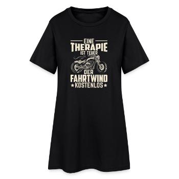 Fahrtwind statt Therapie - Frauen T-Shirt-Kleid - Schwarz - Vorne