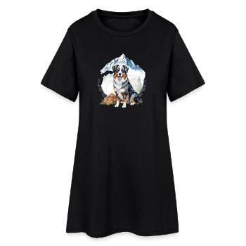 Aussie Hund Landschaft Natur Illustration - Frauen T-Shirt-Kleid - Schwarz - Vorne