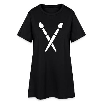 Pinceau, peinture, symbole artistique - Robe T-shirt Femme - noir - Devant