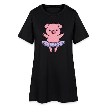 Schweinchen Ballerina Tanz - Frauen T-Shirt-Kleid - Schwarz - Vorne