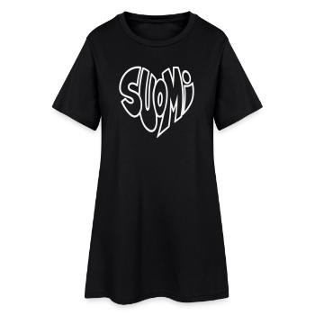 Finlande, Lettrage en forme de cœur Suomi Graffiti - Robe T-shirt Femme - noir - Devant