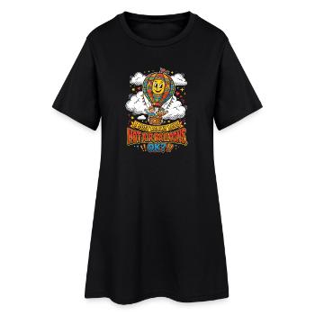 Balloon Joy: Colorful Motif - Women’s T-Shirt Dress - black - Front