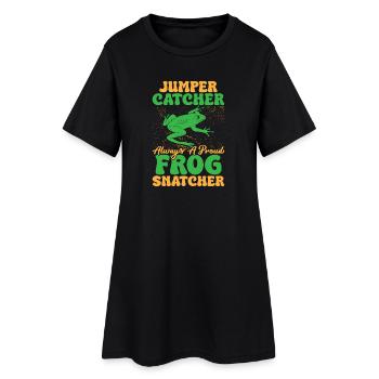 Attrape-grenouille, attrape-sauteur, attrape-craupe, toujours une grenouille fière. - Robe T-shirt Femme - noir - Devant