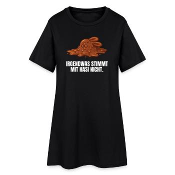 Irgendwas stimmt mit Hasi nicht - Frauen T-Shirt-Kleid - Schwarz - Vorne