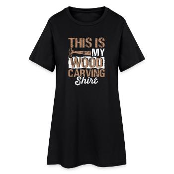 Chemise en bois sculptée en bois - Robe T-shirt Femme - noir - Devant