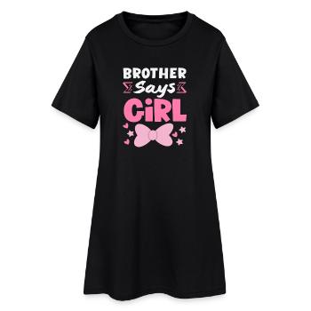 Frère dit que la fille révèle le sexe - Robe T-shirt Femme - noir - Devant