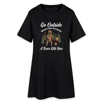 Wandern Camping Trekking Draußen Natur Berg - Frauen T-Shirt-Kleid - Schwarz - Vorne