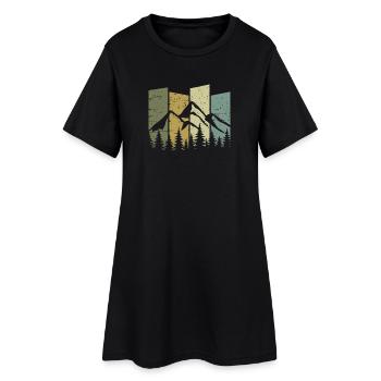 Alps Mountains Forest Nature Hiking Mountaineering - Women’s T-Shirt Dress - black - Front