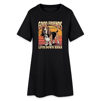 Basset Hound de race de chien drôle - Robe T-shirt Femme - noir - Devant