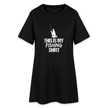Voici ma chemise de pêche Silhouette de pêcheur - Robe T-shirt Femme - noir - Devant